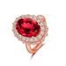 Live Proposal Flower Wedding Jewelry Set Four-Prong Red Diamond Ring Pendant Necklace_ipsvogv.com