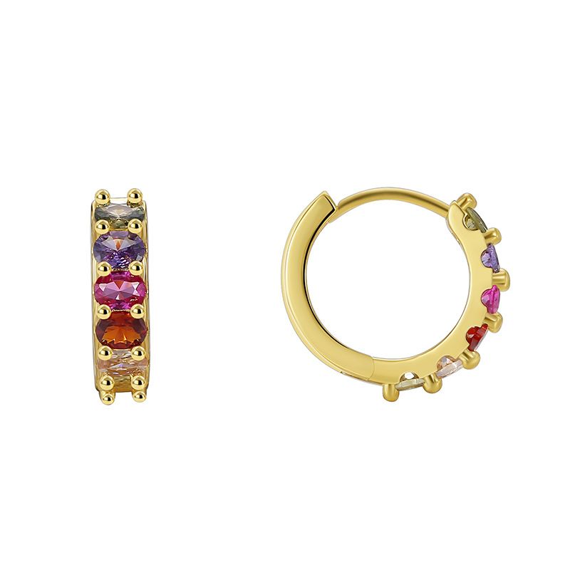 Temperament Fashion Asymmetrical Sweet Cool Earrings Female Gear Outline Multi Color Zircon Exquisite Earrings_ipsvogv.com