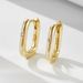 Women's Jewelry Cold Retro Geometric Glossy Oval U Shaped Sterling Silver Earrings Simple All Match Diamond Silver Ear Buckle Earrings_ipsvogv.com