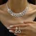 Women’s Jewelry Set Fashion Wedding Women Jewelry Set Silver Plated Diamond Double Ring Wedding Photography Dress Accessories Necklace Earrings_ipsvogv.com