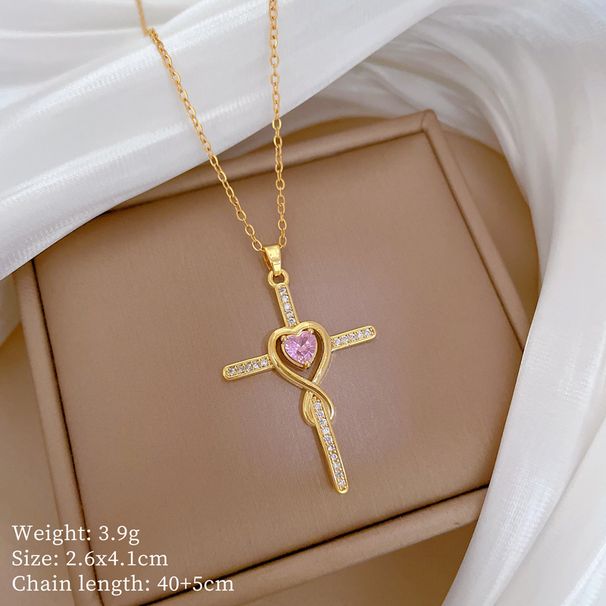 】 Cross 【 Light Luxury Charm Gorgeous Full Diamond Necklace Women's Versatile Clavicle Titanium Steel Chain 【 】_ipsvogv.com