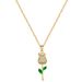 Green 【 】 Leaf Rose Light Luxury Charm Gorgeous Full Diamond Necklace Women's Versatile Clavicle Chain Titanium Steel 【 】_ipsvogv.com