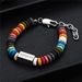 Titanium Steel Bracelet Men's Colored Volcanic Stone Men's Bracelet High End Hand Jewelry Women's Bracelet_ipsvogv.com