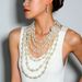 Retro Spot Fashion Necklace Exaggerated Alloy Diamond Pearl Flower Sweater Chain_ipsvogv.com