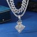 Hip hop alloy full diamond crown diamond high quality fashion necklace set Cuban chain tennis_ipsvogv.com