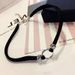 Korean And Japanese New Style Black Ribbon Swan Collarbone Chain Necklace Women, Round Ring Elegant Choker Necklace,_ipsvogv.com