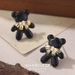 Ins Style New Bear Butterfly Earrings Light Luxury Advanced Black Sweet Gentle Temperament Earrings Inlaid Pearl Earrings_ipsvogv.com