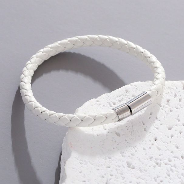 New Leather Woven Alloy Magnetic Buckle Men's Jewelry Hot Selling Couple Bracelet_ipsvogv.com