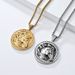 Retro animal horse head titanium steel necklace personality trendy men's literary jewelry clothing model wear accessories_ipsvogv.com