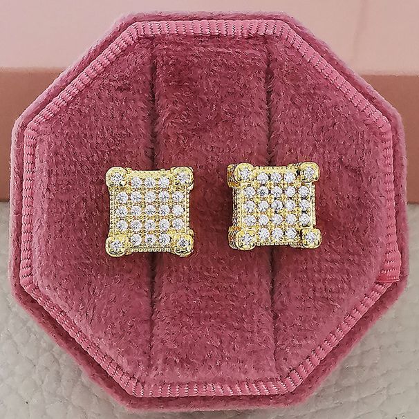 Earrings Copper Micro Inlaid Zircon Square Earstuds Hiphop Jewelry Ring e5764_ipsvogv.com