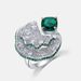 Light luxury fan shaped inlaid cultivated emerald ring S925 silver inlaid cultivated colored gemstone open ring exaggerated_ipsvogv.com