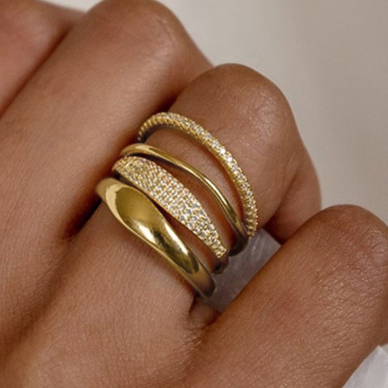 Cao Shi Simple Plain Ring Four Piece Set With Zircon Classic Jewelry For Engagement And Wedding Rings_ipsvogv.com