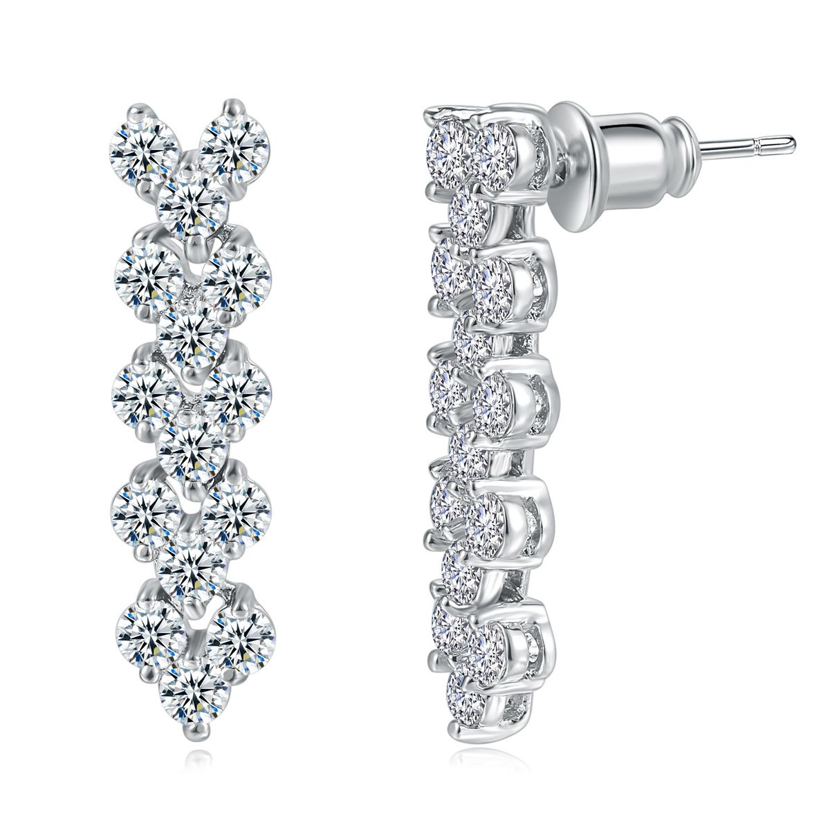 Unisex full diamond earrings for women, platinum plated zircon bridal engagement earrings,popular earrings_ipsvogv.com