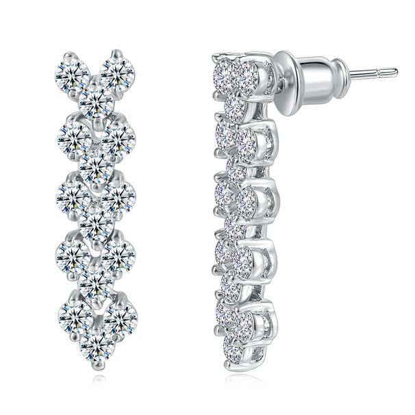 Unisex full diamond earrings for women, platinum plated zircon bridal engagement earrings,popular earrings_ipsvogv.com