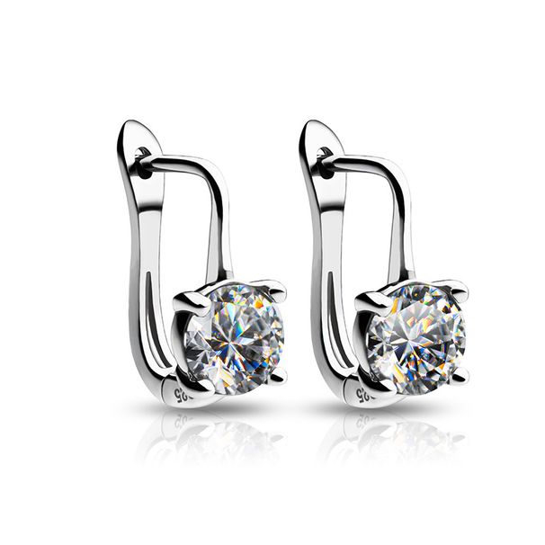Cao Shi Fashion Jewelry Micro Inlaid Four Claw Round Zircon Ear Buckle_ipsvogv.com