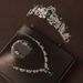 Crown headdress three piece set Baroque green diamond crown necklace earrings high end bridal evening dress jewelry set_ipsvogv.com