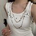 Retro Hot Girl Distressed Long Double Chain Necklace Bohemian Ethnic Style Colorful Flower Beaded Sweater Chain_ipsvogv.com