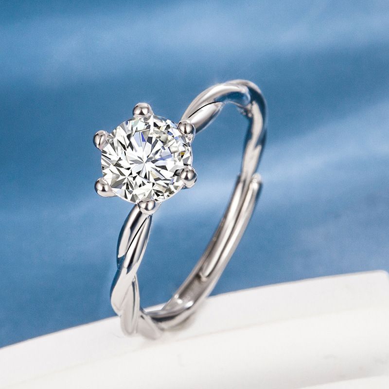 Korean Round 1 Carat Diamond Adjustable Flower Teng Ring Same Style_ipsvogv.com