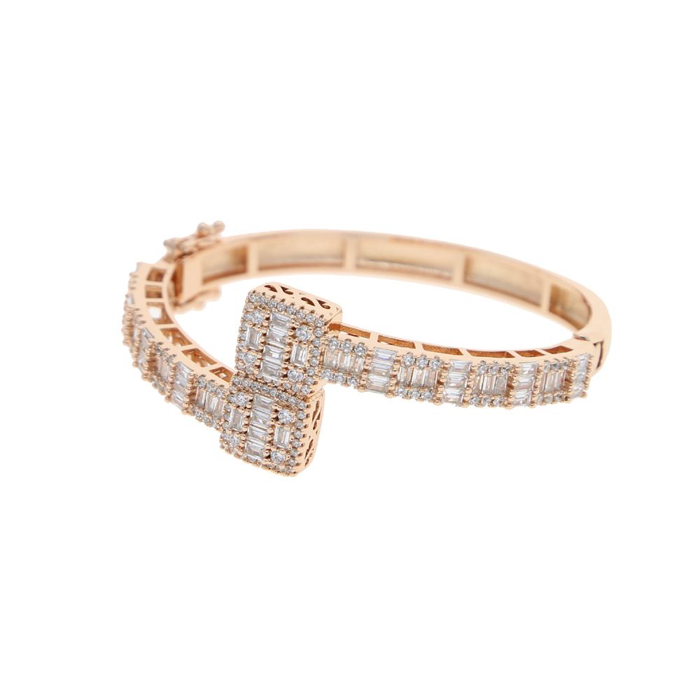 Men And Women's Jewelry - Diamond-Cut Cubic Zirconia Couple Bracelet In Gold, Rose Gold & Silver, Sizes 58mm & 62mm, Hip-Hop Style For Anniversaries_ipsvogv.com