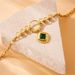 Niche vintage gold plated diamond square Circle chain stainless steel bracelet earrings necklace set party accessories_ipsvogv.com