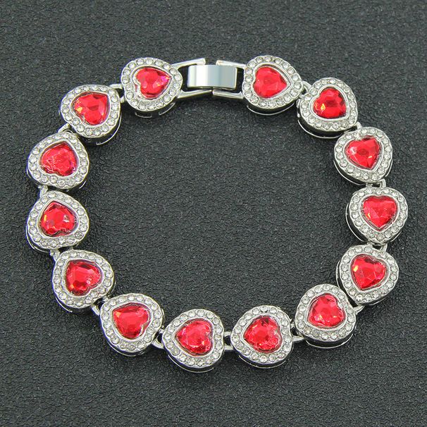 Hip Hop Red Peach Heart Water Diamond Spliced Cuban Necklace Love Men's and Women's Cool Collar Chain Neckchain_ipsvogv.com