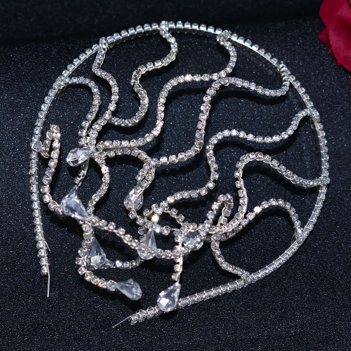 Rhinestone Headband Bridal Handmade Headdress Bendable Shapeable Wedding Headband Hair Accessories_ipsvogv.com