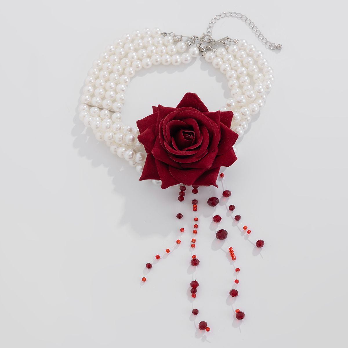 Rose Multi-layer Pearl Necklace Women Europe And The United States 2025 Spring And Summer Trendy Sweet And Cool Internet Celebrities Photo Accessories_ipsvogv.com