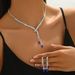 2025 Full Diamond Long Necklace Earrings Two-Piece Set Wedding Dress Jewelry_ipsvogv.com