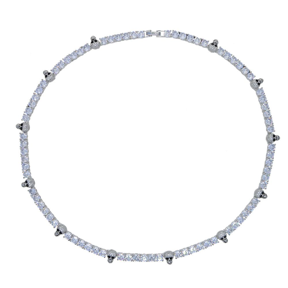 Black Panther 5mm Zircon Skull Necklace Hip Hop Men's Tennis Chain_ipsvogv.com