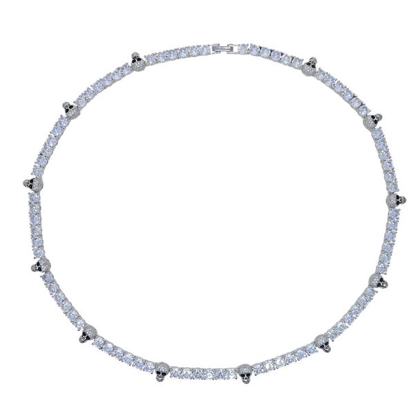 Black Panther 5mm Zircon Skull Necklace Hip Hop Men's Tennis Chain_ipsvogv.com