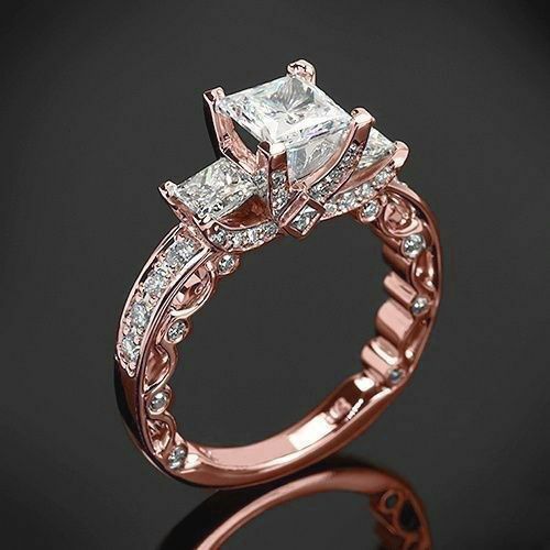 Sanjie's New Princess Square Diamond Plated With Micro Setting And Super Sparkling Zircon Engagement Ring For Women_ipsvogv.com