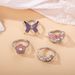New Personalized Fashion Pink Flower Purple Butterfly Dot Diamond Drip Oil 4-piece Set Ring_ipsvogv.com