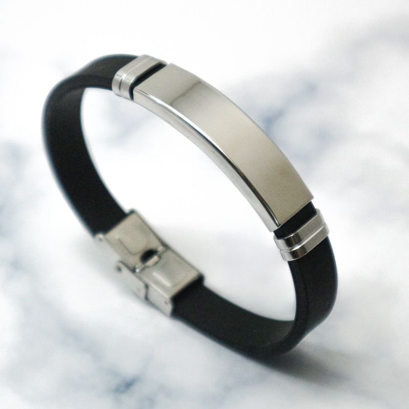 Accessories Stainless Silicone Sports Smooth DIY Titanium Steel Bracelet Men's Hip-Hop Jewelry_ipsvogv.com