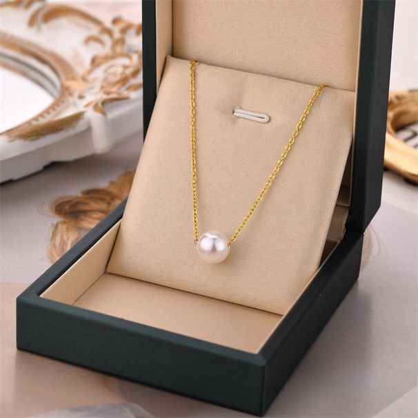 Stainless Steel Elegant One Pearl Necklace Female Minimalist Temperament Jewelry Customize Wedding_ipsvogv.com