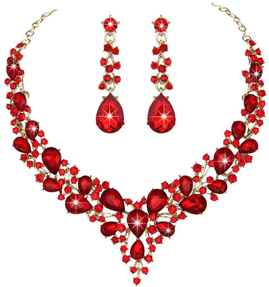 Water Drop Women's Alloy Bridal And Earrings Two-Piece Set New Clavicle Short Necklace Wholesale_ipsvogv.com