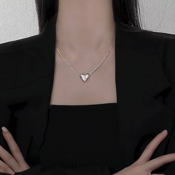 S925 silver heart necklace for women niche design advanced 2023 new heart shaped pendant light luxury clavicle chain_ipsvogv.com