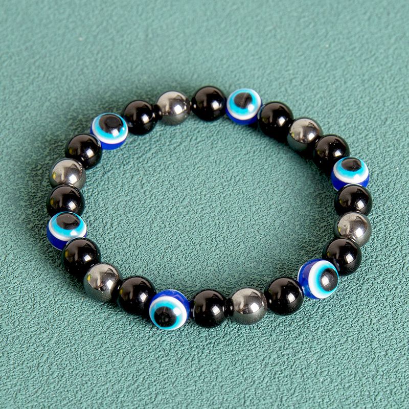 Evil Eye Magnetic Obsidian Single Circle Beaded Bracelet_ipsvogv.com