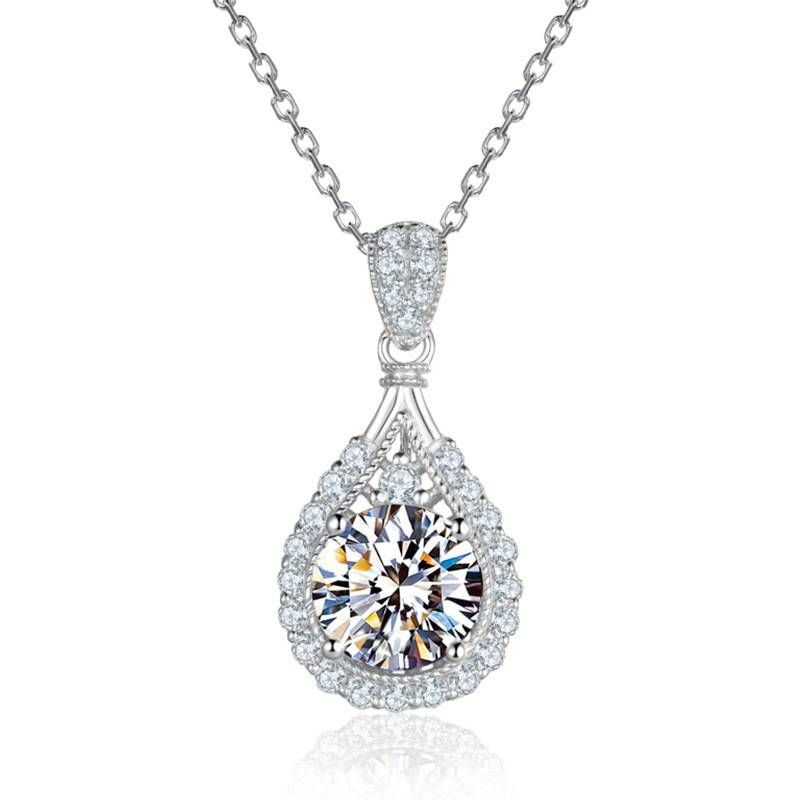 Women's Jewelry Large Carat Super Flash Water Drop Pear Shaped D Grade Moissanite Pendant 3 5 Carat Moissanite Necklace_ipsvogv.com