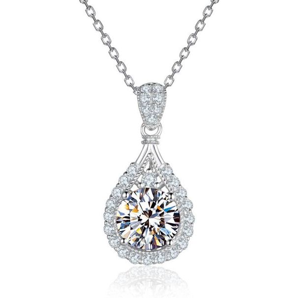 Women's Jewelry Large Carat Super Flash Water Drop Pear Shaped D Grade Moissanite Pendant 3 5 Carat Moissanite Necklace_ipsvogv.com