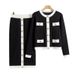 Women's haute couture French socialite knit suit slim coat skirt two-piece set_ipsvogv.com
