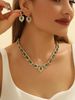 1 Bridal Necklace Earrings Water Drop-shaped Rhie Korean Style Sparkg Jewelry Set For Red/Green Dress_ipsvogv.com