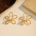 Women’s Jewelry Set Fashion Flower Five Petal Flower Pearl 18k304 Stainless Steel Bracelet Earring Earring_ipsvogv.com