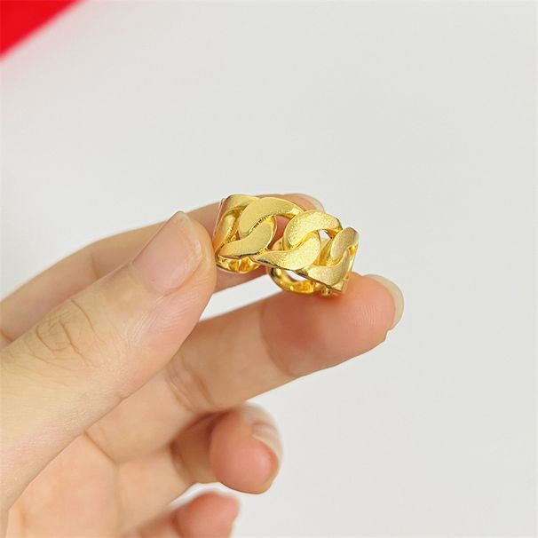 Gold Plated Men's Cuban Matte Chain Open Ring Fashion Trend Jewelry_ipsvogv.com