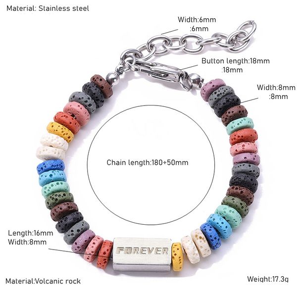 Women's Jewelry Stainless Steel Chain Colored Volcanic Stone Bracelet Jewelry Handmade High Grade Titanium Steel Jewelry_ipsvogv.com