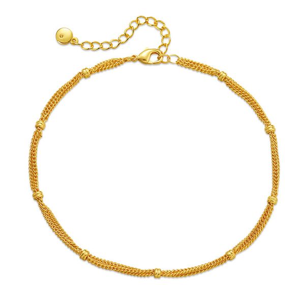 New Summer French multi layer chain design retro foot ornaments fashionable K gold plated plain chain cold style all match anklet_ipsvogv.com