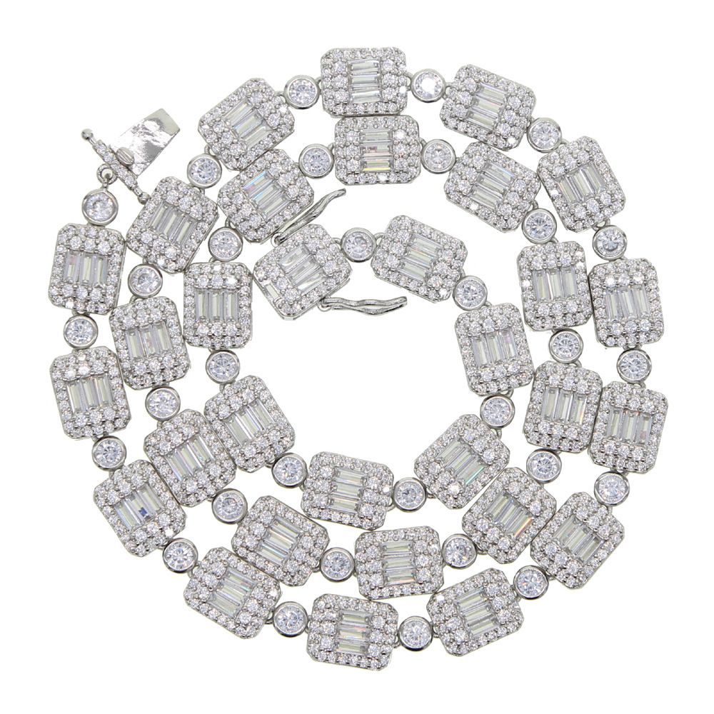 New 10X8mm Rectangular Zircon Trend Men And Women Hip Hop Necklace_ipsvogv.com