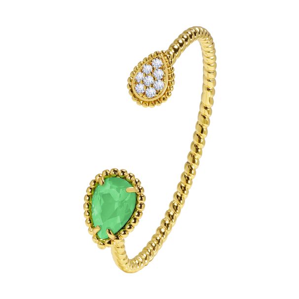 Women's Jewelry Beaded Prong-Set Gemstone Bracelet - New Waterdrop Cut Multicolor Synthetic Crystals Adjustable Opening Bangle_ipsvogv.com