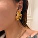 Unisex Real Gold Electroplated Titanium Steel Vintage Sun Rays Zircon Earrings_ipsvogv.com
