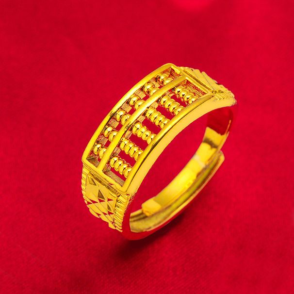 Men's Vietnam Sand Abacus Ring Opening Brass Gold Plated Jewelry_ipsvogv.com