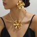 Simple, fashionable, light luxury flower exaggerated female personality, earrings with niche design, versatile necklace_ipsvogv.com